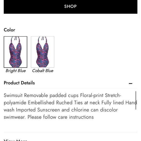 VIX PAULA HERMANNY Fiore Bia Ruched Floral-Print Halterneck Swimsuit Cobalt Blue - Picture 6 of 13